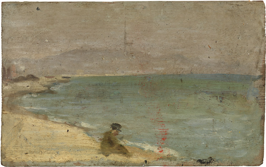 Pablo Picasso Man sitting on the beach Barceloneta Barcelona, 1895-1896 Oil on wood